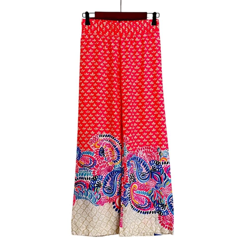 Lilly Pulitzer Bal Harbour Palazzo Wide Leg Pink Paisley Pants Size XXS